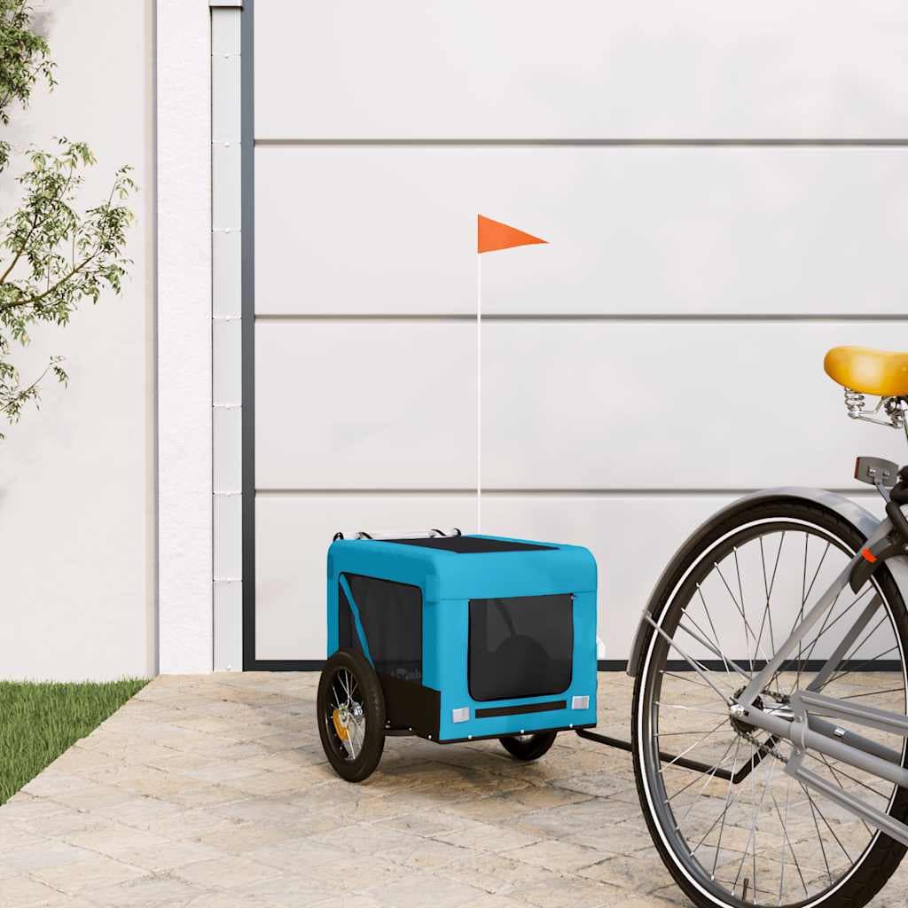 Rimorchio da Bici per Animali Blu e Nero Oxford e Ferro — miniatura 1 di 12
