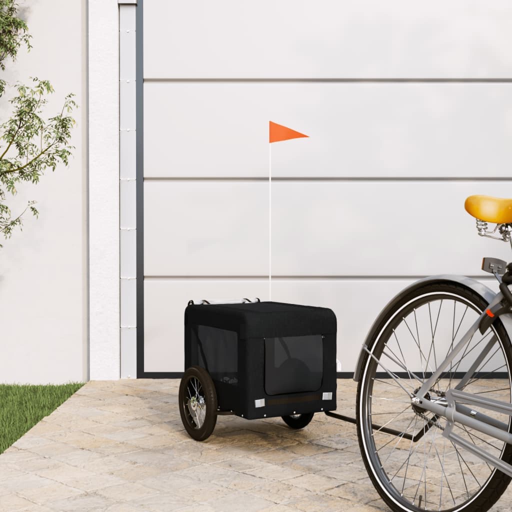 Rimorchio da Bici per Animali Nero Oxford e Ferro — miniatura 1 di 12