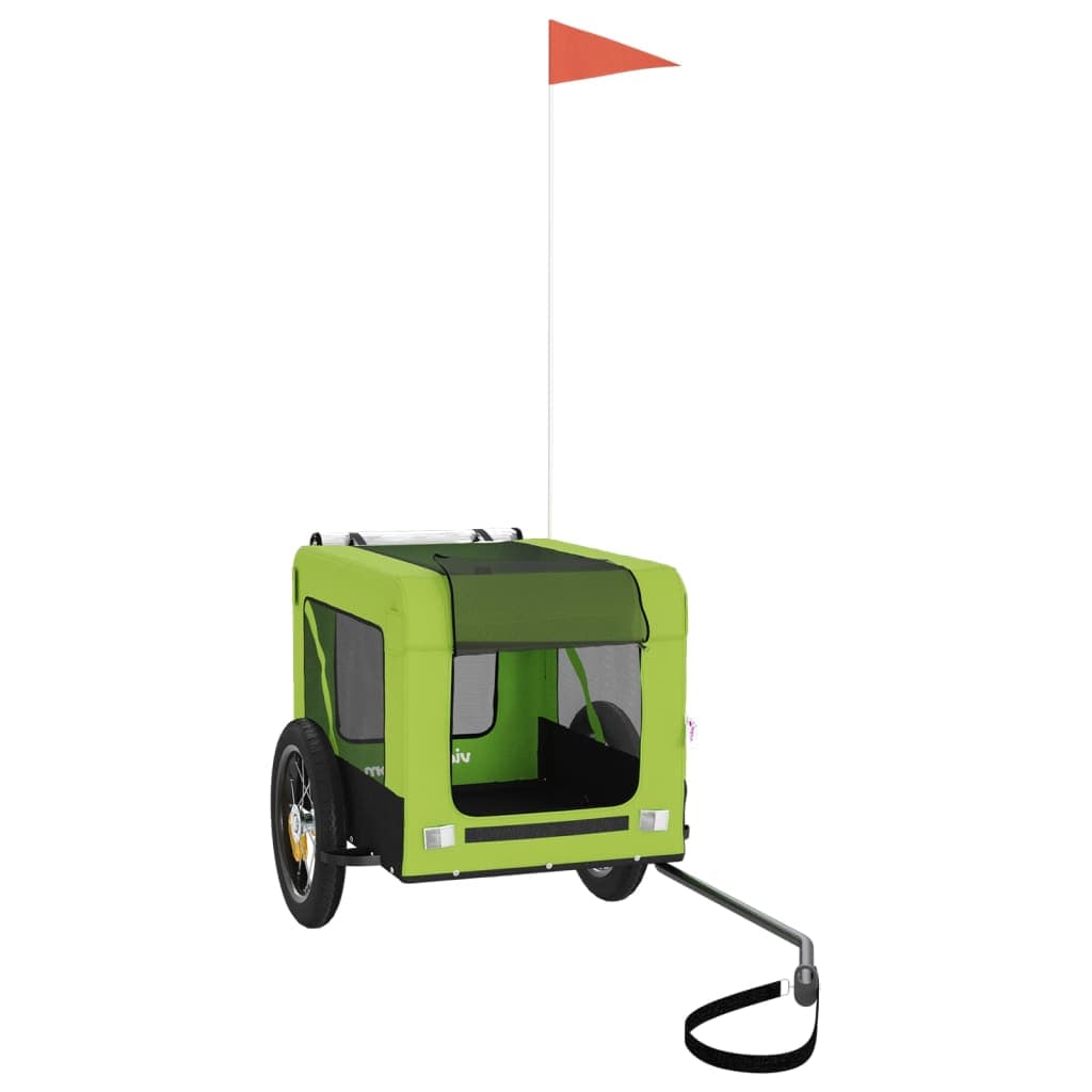 Rimorchio da Bici per Animali Verde e Nero Oxford e Ferro — miniatura 2 di 12