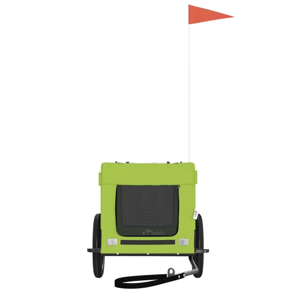 Rimorchio da Bici per Animali Verde e Nero Oxford e Ferro — miniatura 4 di 12