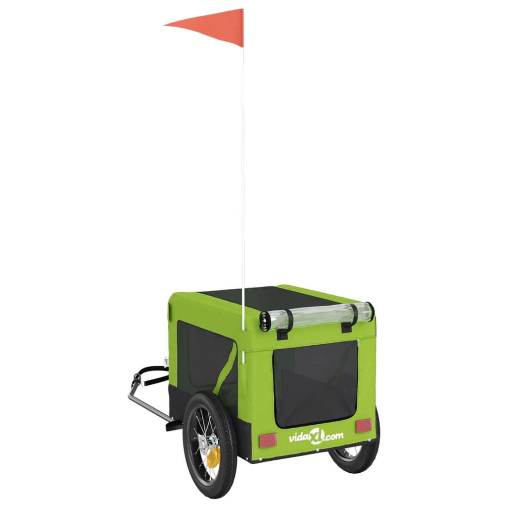 Rimorchio da Bici per Animali Verde e Nero Oxford e Ferro — miniatura 8 di 12