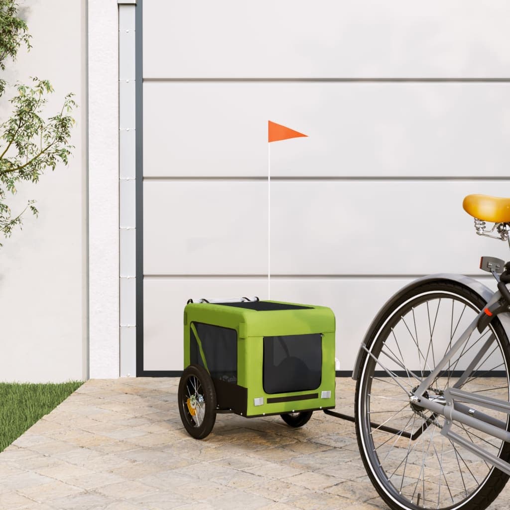 Rimorchio da Bici per Animali Verde e Nero Oxford e Ferro — miniatura 1 di 12