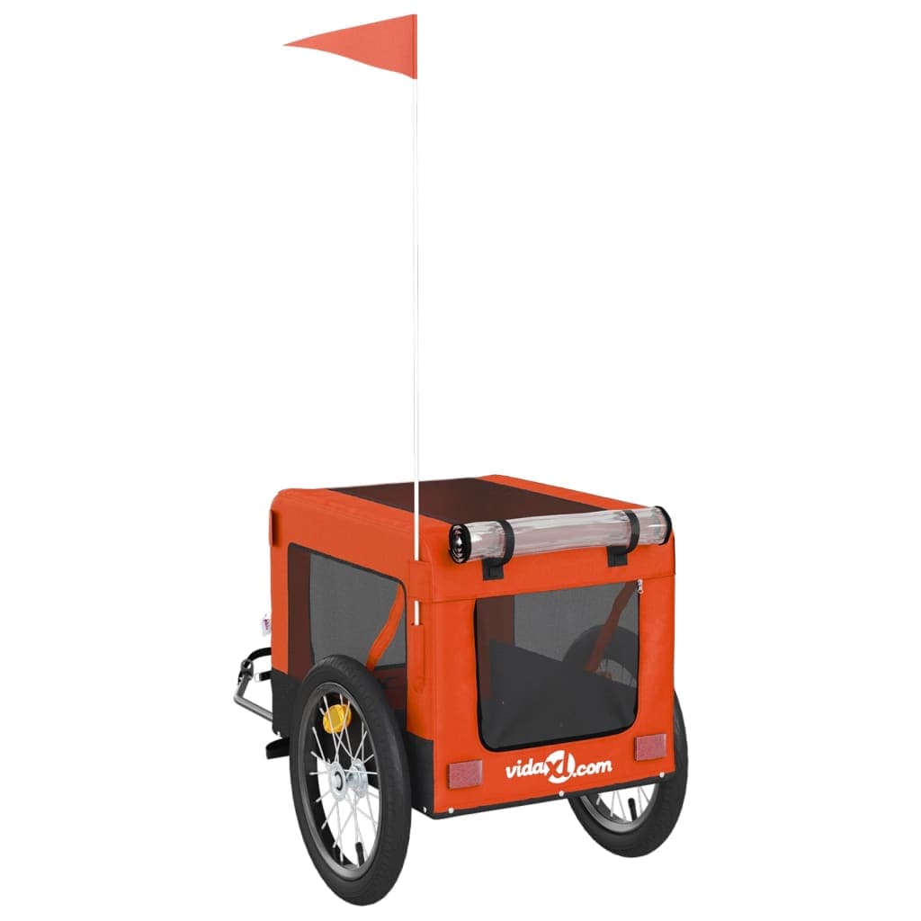 Rimorchio da Bici per Animali Arancione e Nero Oxford e Ferro — miniatura 8 di 12