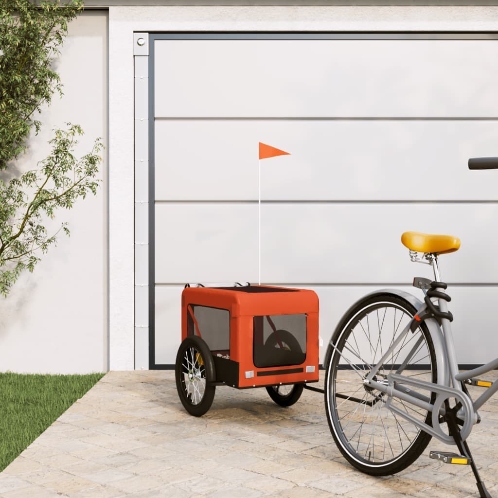 Rimorchio da Bici per Animali Arancione e Nero Oxford e Ferro — miniatura 1 di 12