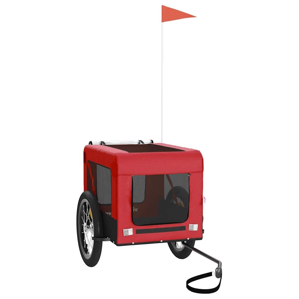 Rimorchio da Bici per Animali Rosso e Nero Oxford e Ferro — miniatura 2 di 12