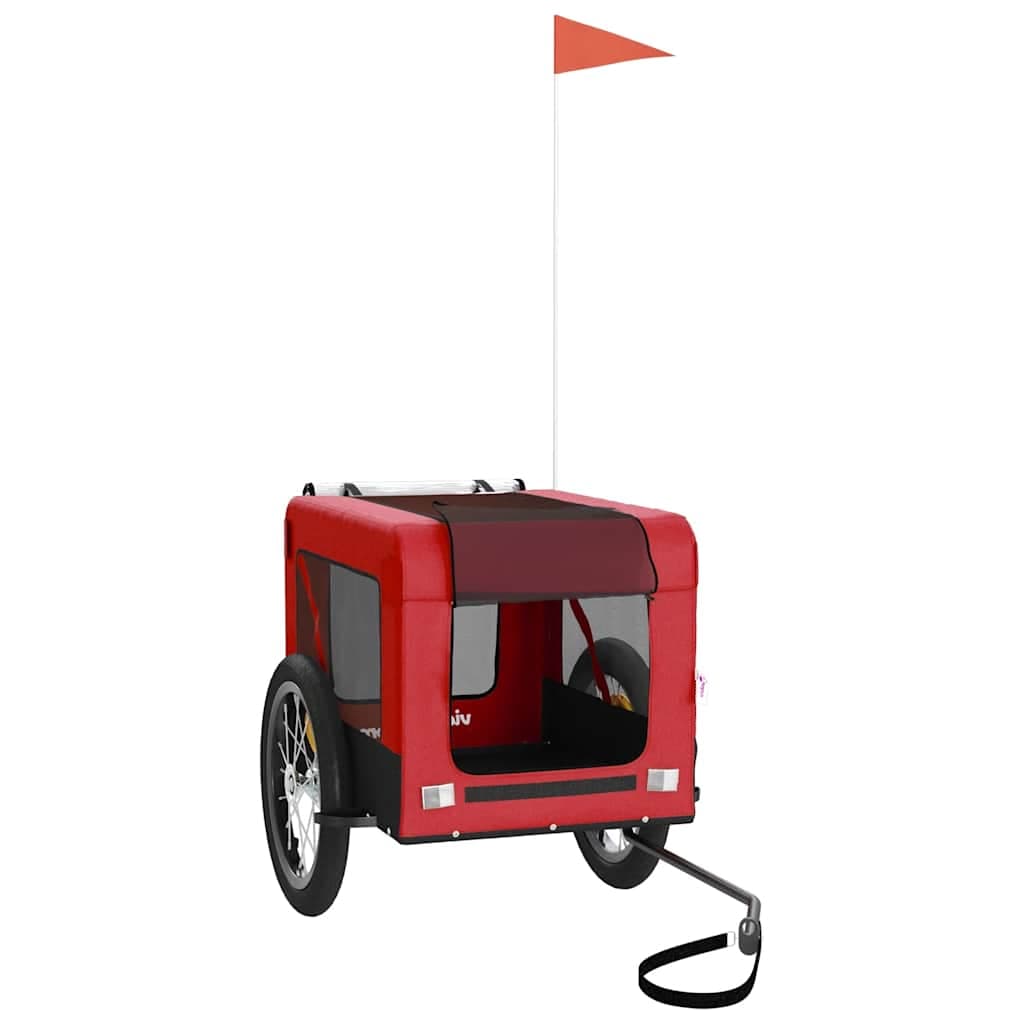 Rimorchio da Bici per Animali Rosso e Nero Oxford e Ferro — miniatura 3 di 12