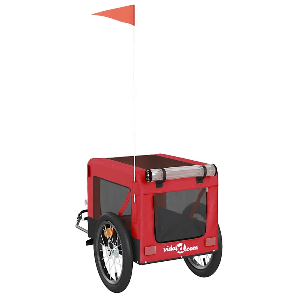 Rimorchio da Bici per Animali Rosso e Nero Oxford e Ferro — miniatura 8 di 12