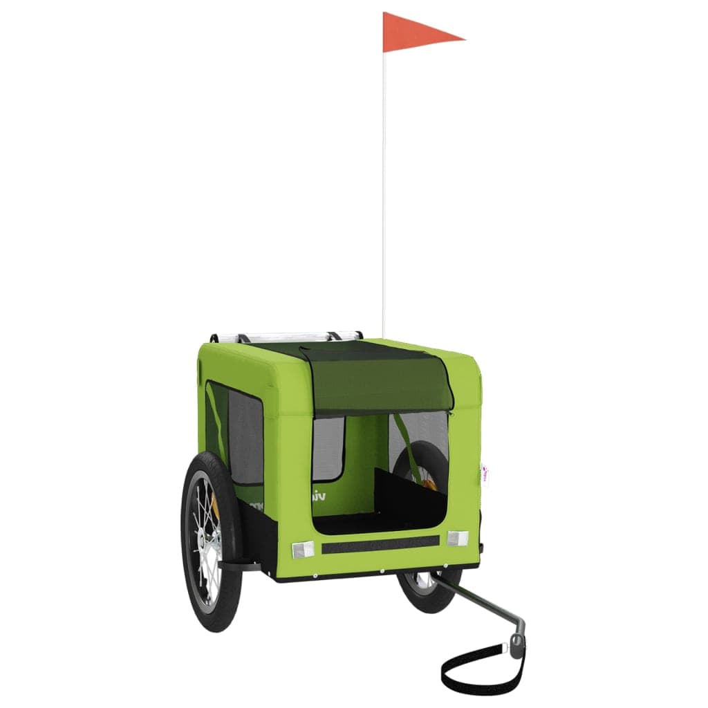 Rimorchio da Bici per Animali Verde e Nero Oxford e Ferro — miniatura 2 di 12