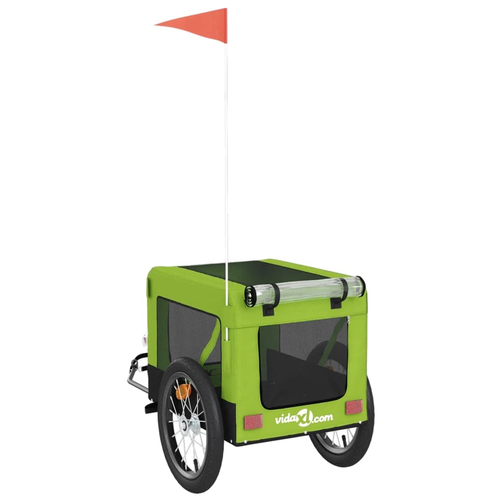 Rimorchio da Bici per Animali Verde e Nero Oxford e Ferro — miniatura 8 di 12