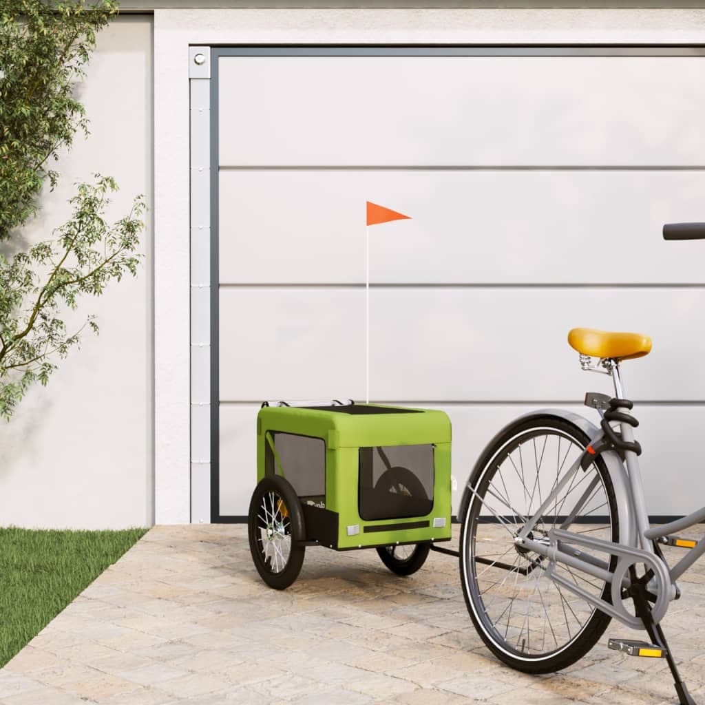 Rimorchio da Bici per Animali Verde e Nero Oxford e Ferro — miniatura 1 di 12
