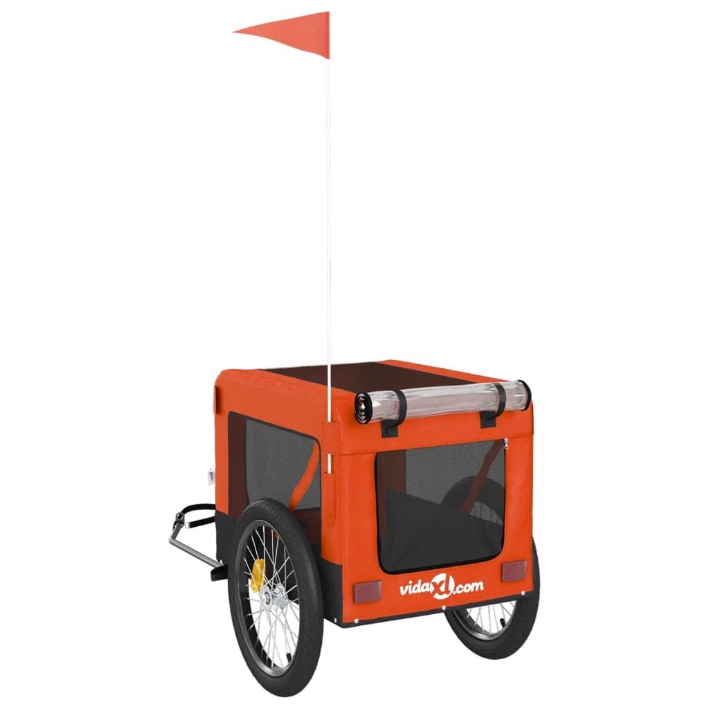 Rimorchio da Bici per Animali Arancione e Nero Oxford e Ferro — miniatura 8 di 12