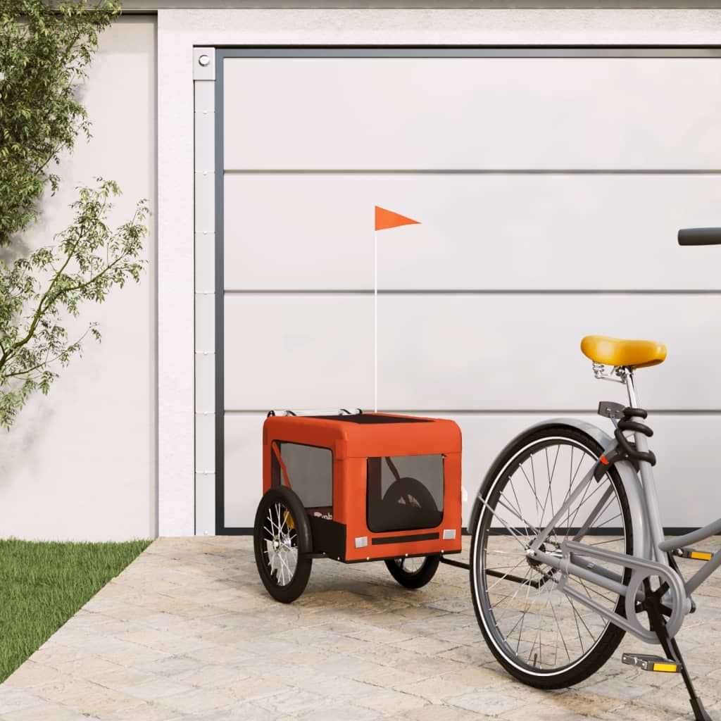 Rimorchio da Bici per Animali Arancione e Nero Oxford e Ferro — miniatura 1 di 12