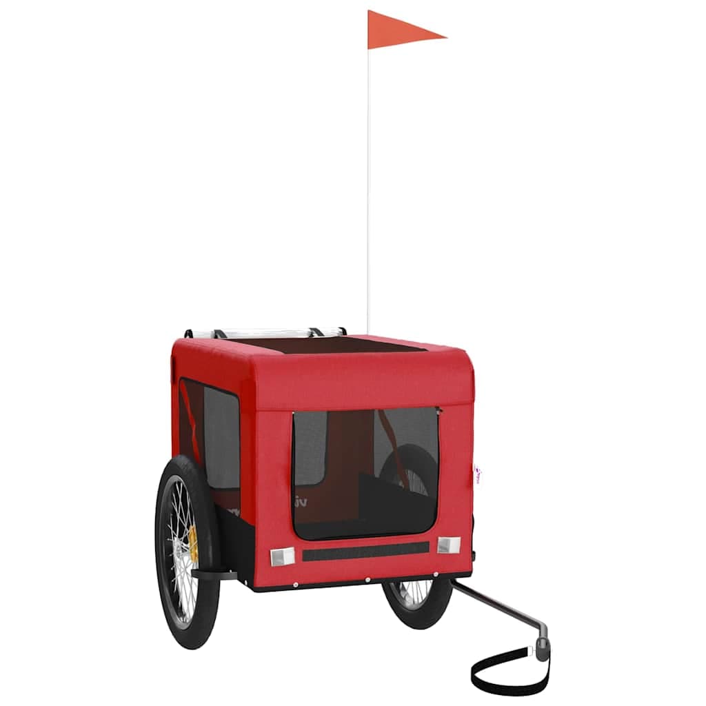 Rimorchio da Bici per Animali Rosso e Nero Oxford e Ferro — miniatura 2 di 12