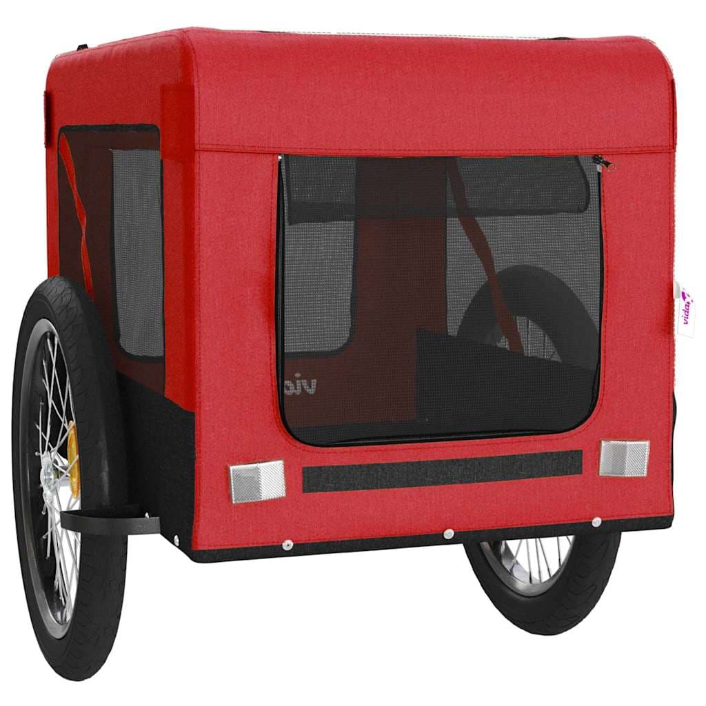 Rimorchio da Bici per Animali Rosso e Nero Oxford e Ferro — miniatura 5 di 12