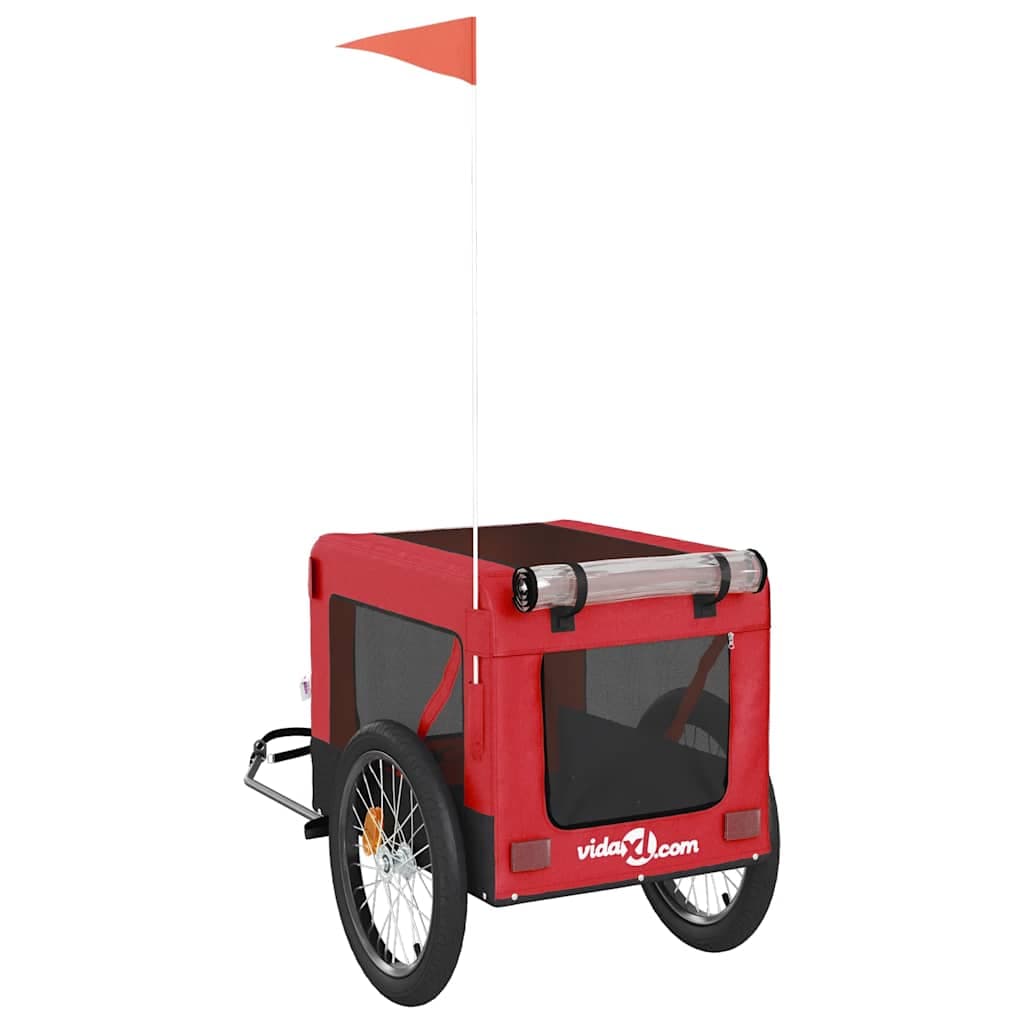 Rimorchio da Bici per Animali Rosso e Nero Oxford e Ferro — miniatura 8 di 12