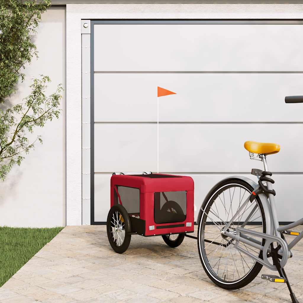 Rimorchio da Bici per Animali Rosso e Nero Oxford e Ferro — miniatura 1 di 12