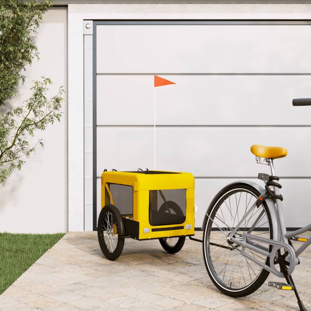 Rimorchio da Bici per Animali Giallo e Nero Oxford e Ferro — miniatura 1 di 12