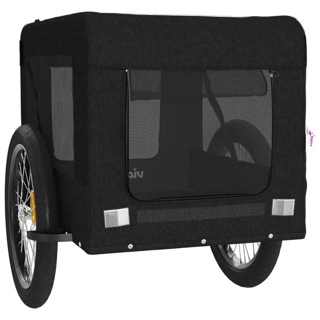 Rimorchio da Bici per Animali Nero Oxford e Ferro — miniatura 5 di 12
