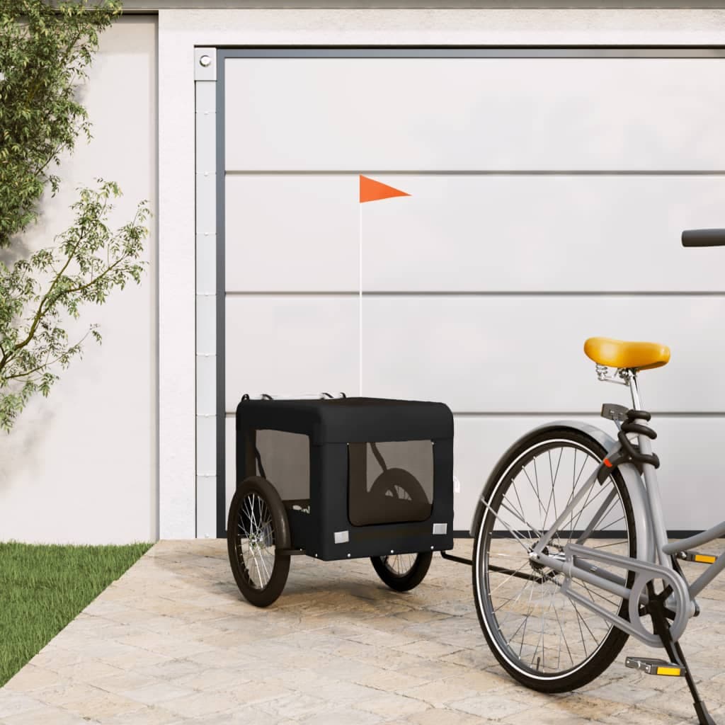 Rimorchio da Bici per Animali Nero Oxford e Ferro — miniatura 1 di 12