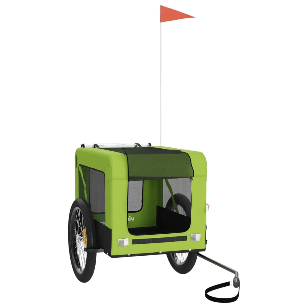 Rimorchio da Bici per Animali Verde e Nero Oxford e Ferro — miniatura 2 di 12