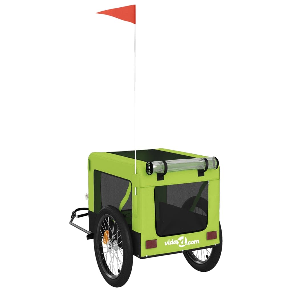 Rimorchio da Bici per Animali Verde e Nero Oxford e Ferro — miniatura 8 di 12