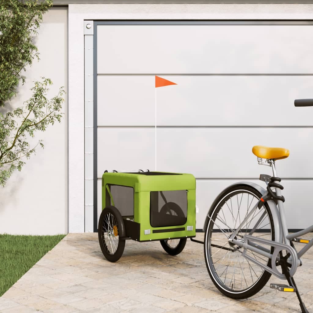Rimorchio da Bici per Animali Verde e Nero Oxford e Ferro — miniatura 1 di 12