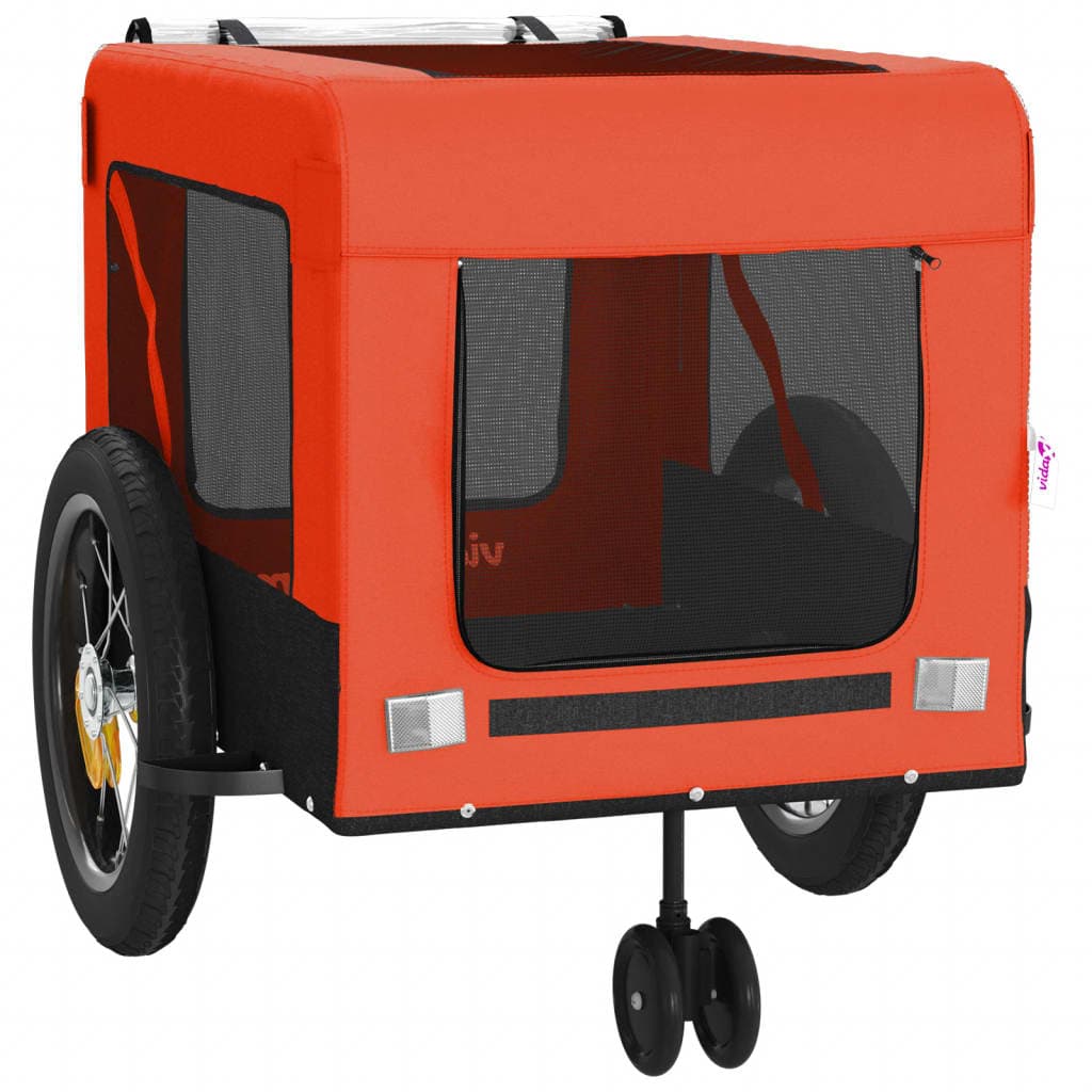 Rimorchio da Bici per Animali Arancione e Nero Oxford e Ferro — miniatura 5 di 12