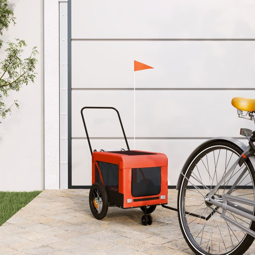 Rimorchio da Bici per Animali Arancione e Nero Oxford e Ferro — miniatura 1 di 12