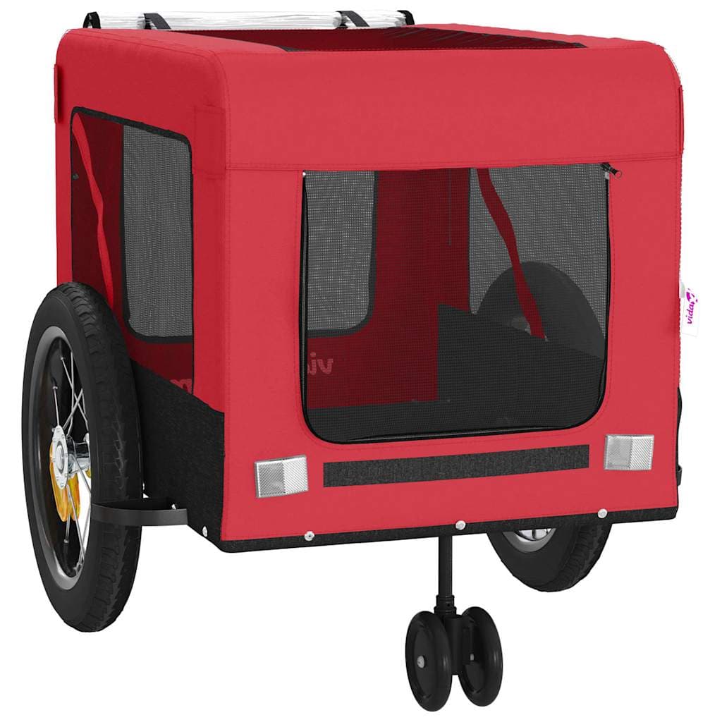 Rimorchio da Bici per Animali Rosso e Nero Oxford e Ferro — miniatura 5 di 12