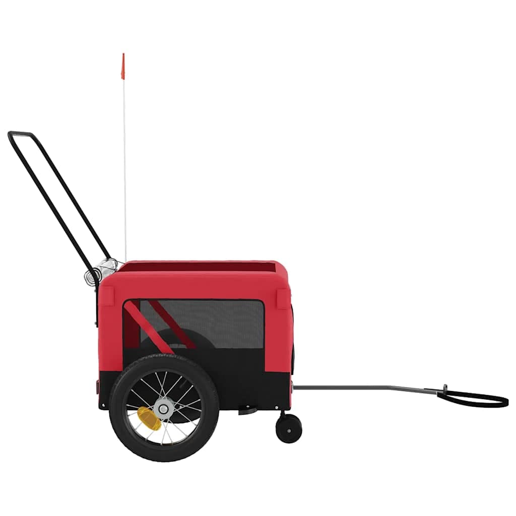 Rimorchio da Bici per Animali Rosso e Nero Oxford e Ferro — miniatura 6 di 12