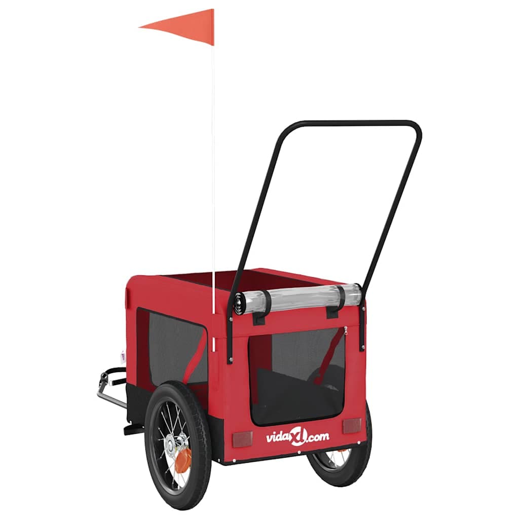 Rimorchio da Bici per Animali Rosso e Nero Oxford e Ferro — miniatura 8 di 12