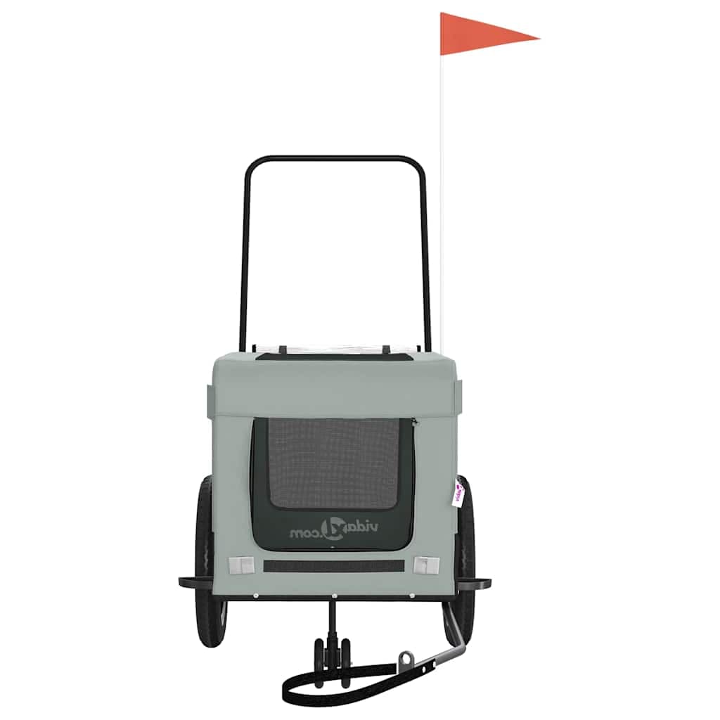 Rimorchio da Bici per Animali Grigio e Nero Oxford e Ferro — miniatura 4 di 12
