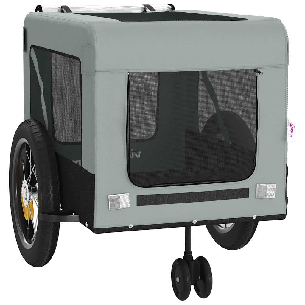Rimorchio da Bici per Animali Grigio e Nero Oxford e Ferro — miniatura 5 di 12