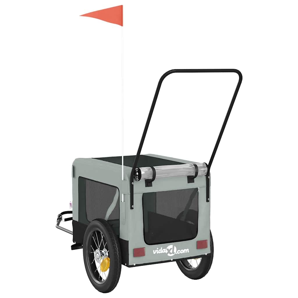 Rimorchio da Bici per Animali Grigio e Nero Oxford e Ferro — miniatura 8 di 12