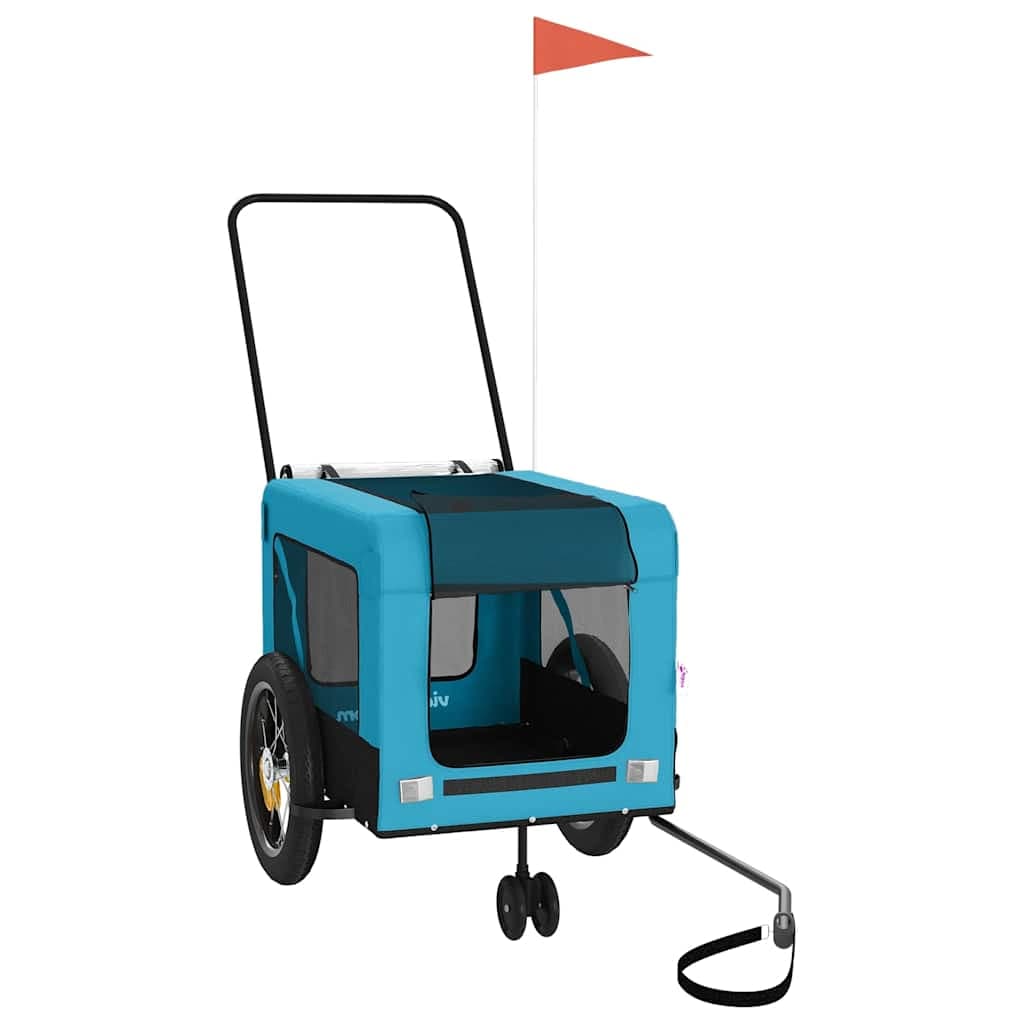 Rimorchio da Bici per Animali Blu e Nero Oxford e Ferro — miniatura 2 di 12