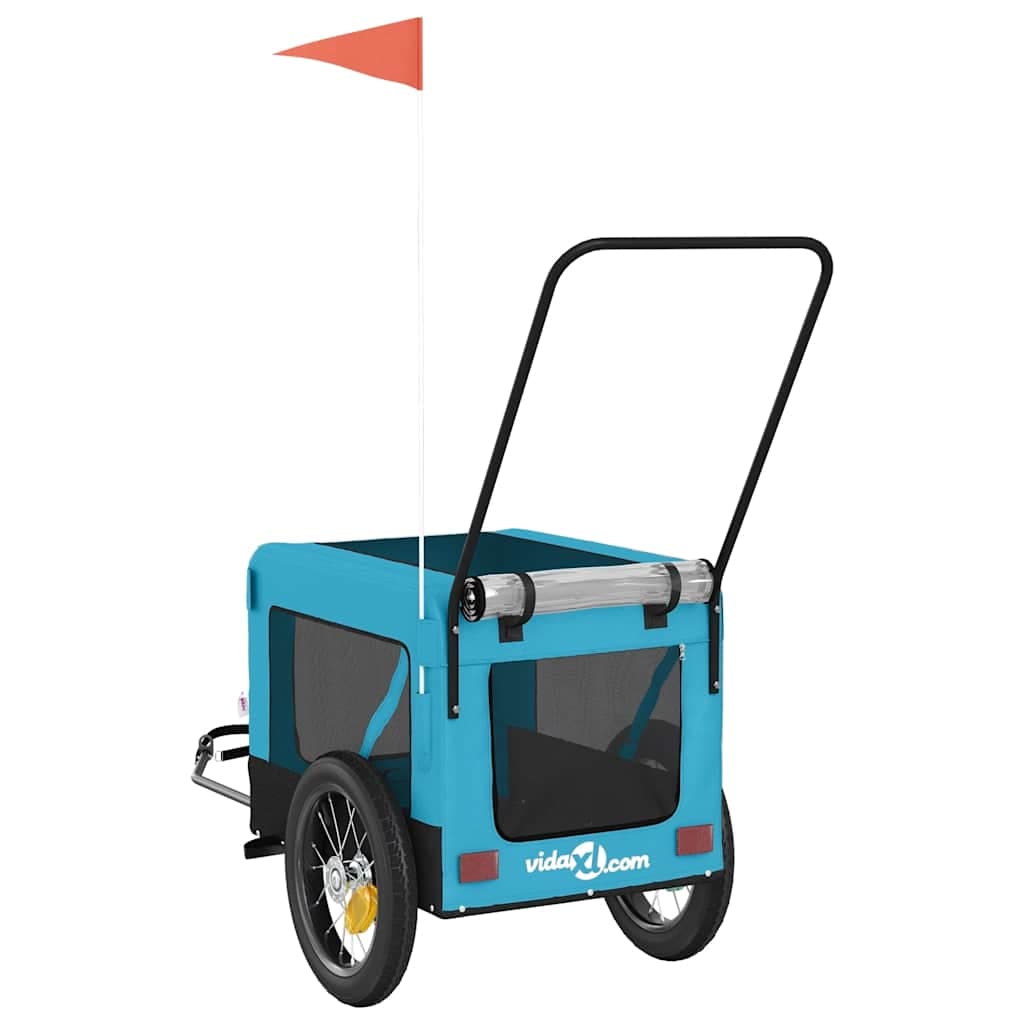 Rimorchio da Bici per Animali Blu e Nero Oxford e Ferro — miniatura 8 di 12