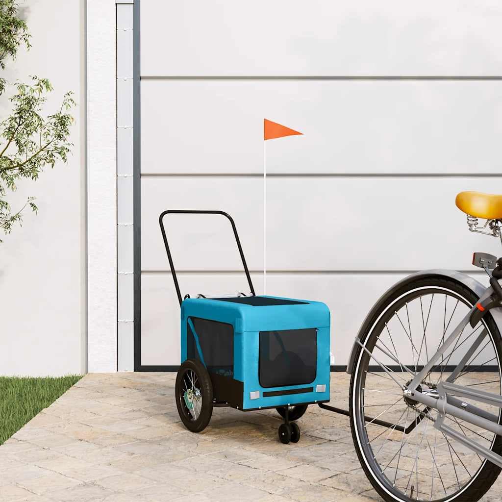 Rimorchio da Bici per Animali Blu e Nero Oxford e Ferro — miniatura 1 di 12
