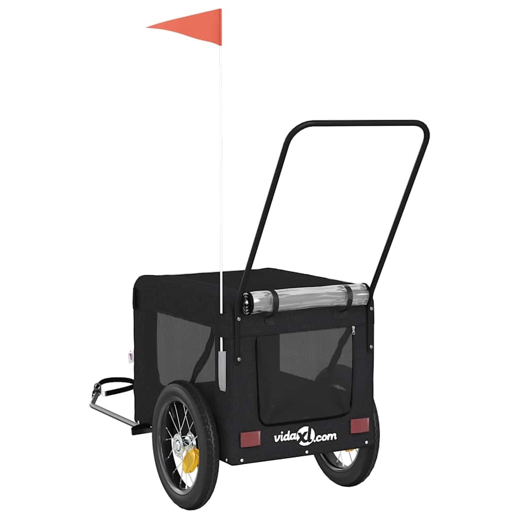 Rimorchio da Bici per Animali Nero Oxford e Ferro — miniatura 8 di 12