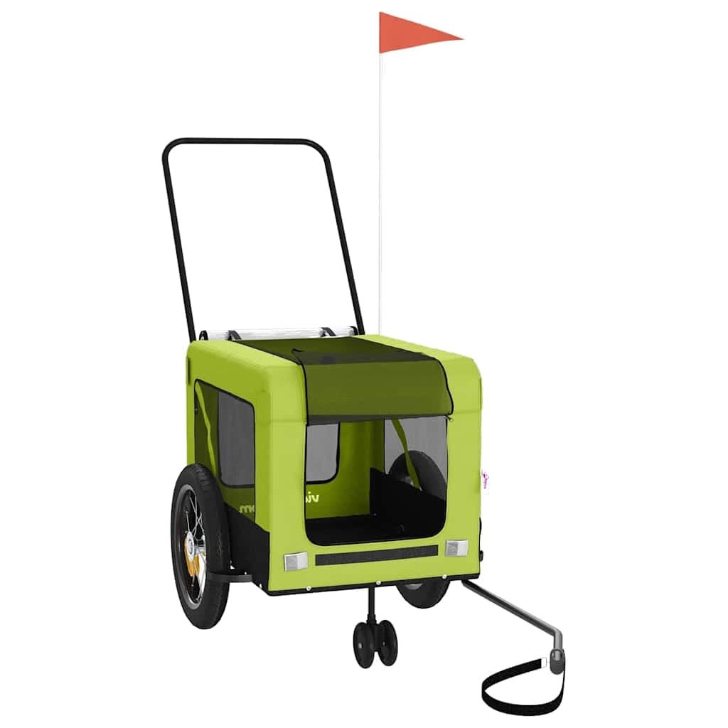 Rimorchio da Bici per Animali Verde e Nero Oxford e Ferro — miniatura 2 di 12