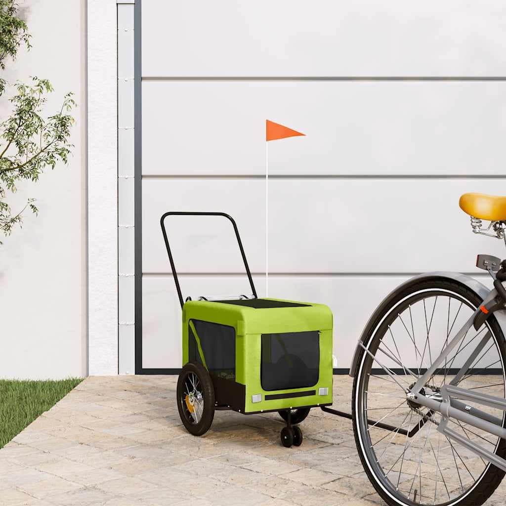 Rimorchio da Bici per Animali Verde e Nero Oxford e Ferro — miniatura 1 di 12