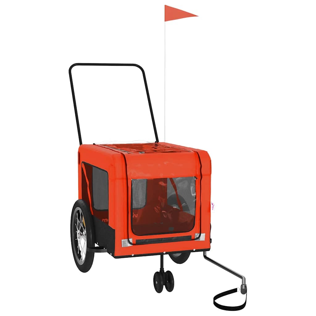 Rimorchio da Bici per Animali Arancione e Nero Oxford e Ferro — miniatura 2 di 12