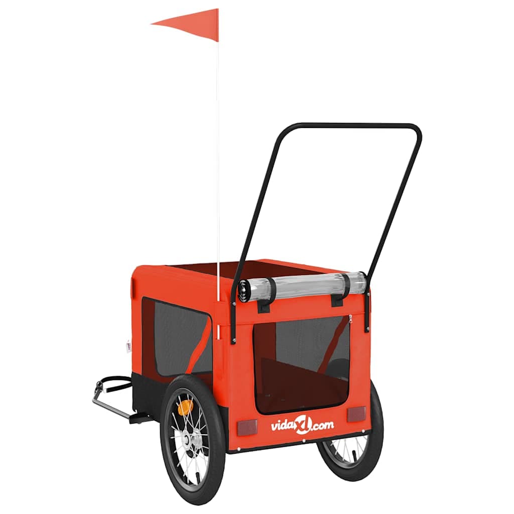 Rimorchio da Bici per Animali Arancione e Nero Oxford e Ferro — miniatura 8 di 12