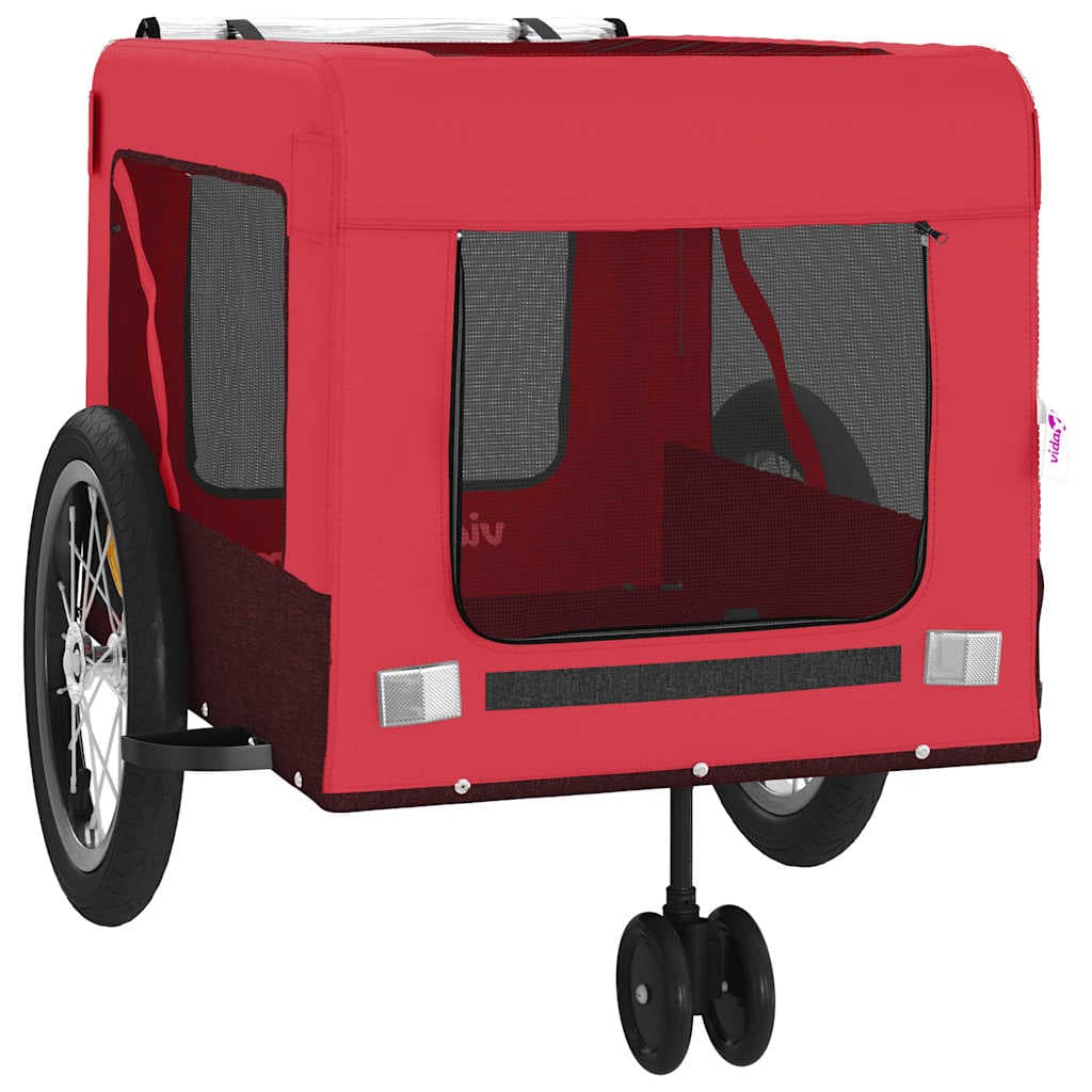 Rimorchio da Bici per Animali Rosso e Nero Oxford e Ferro — miniatura 5 di 12