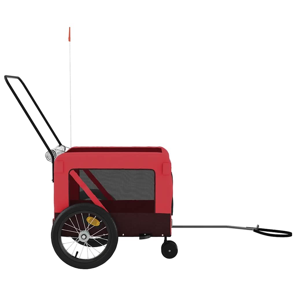 Rimorchio da Bici per Animali Rosso e Nero Oxford e Ferro — miniatura 6 di 12