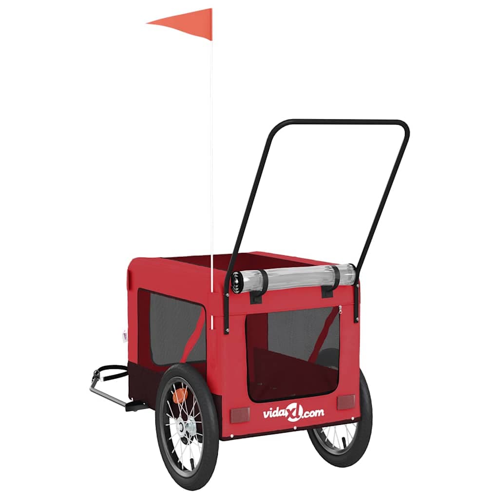 Rimorchio da Bici per Animali Rosso e Nero Oxford e Ferro — miniatura 8 di 12