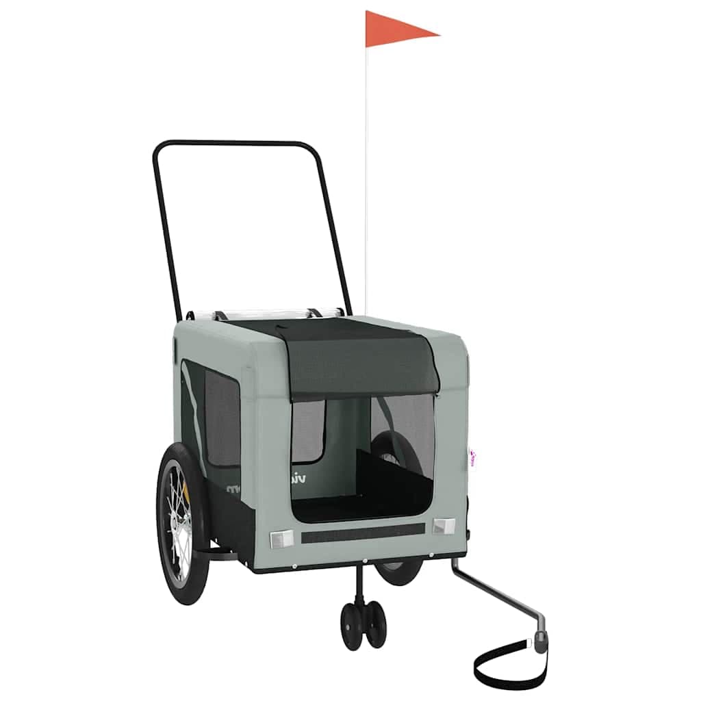 Rimorchio da Bici per Animali Grigio e Nero Oxford e Ferro — miniatura 3 di 12