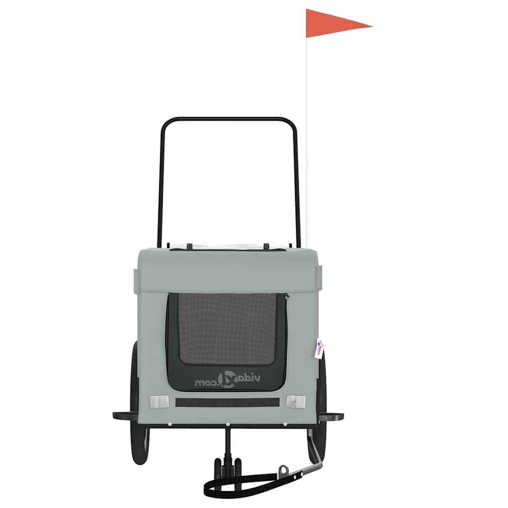 Rimorchio da Bici per Animali Grigio e Nero Oxford e Ferro — miniatura 4 di 12