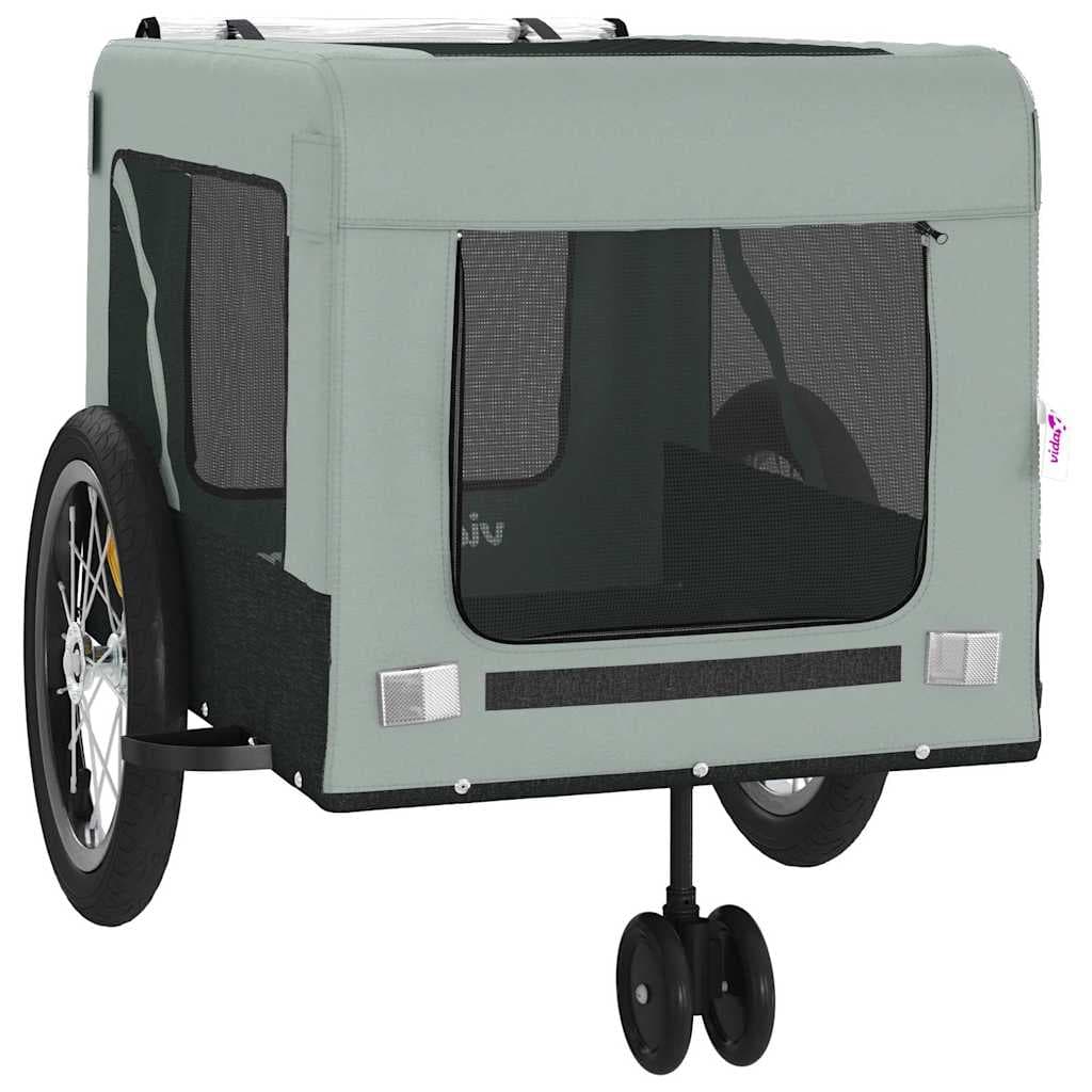 Rimorchio da Bici per Animali Grigio e Nero Oxford e Ferro — miniatura 5 di 12