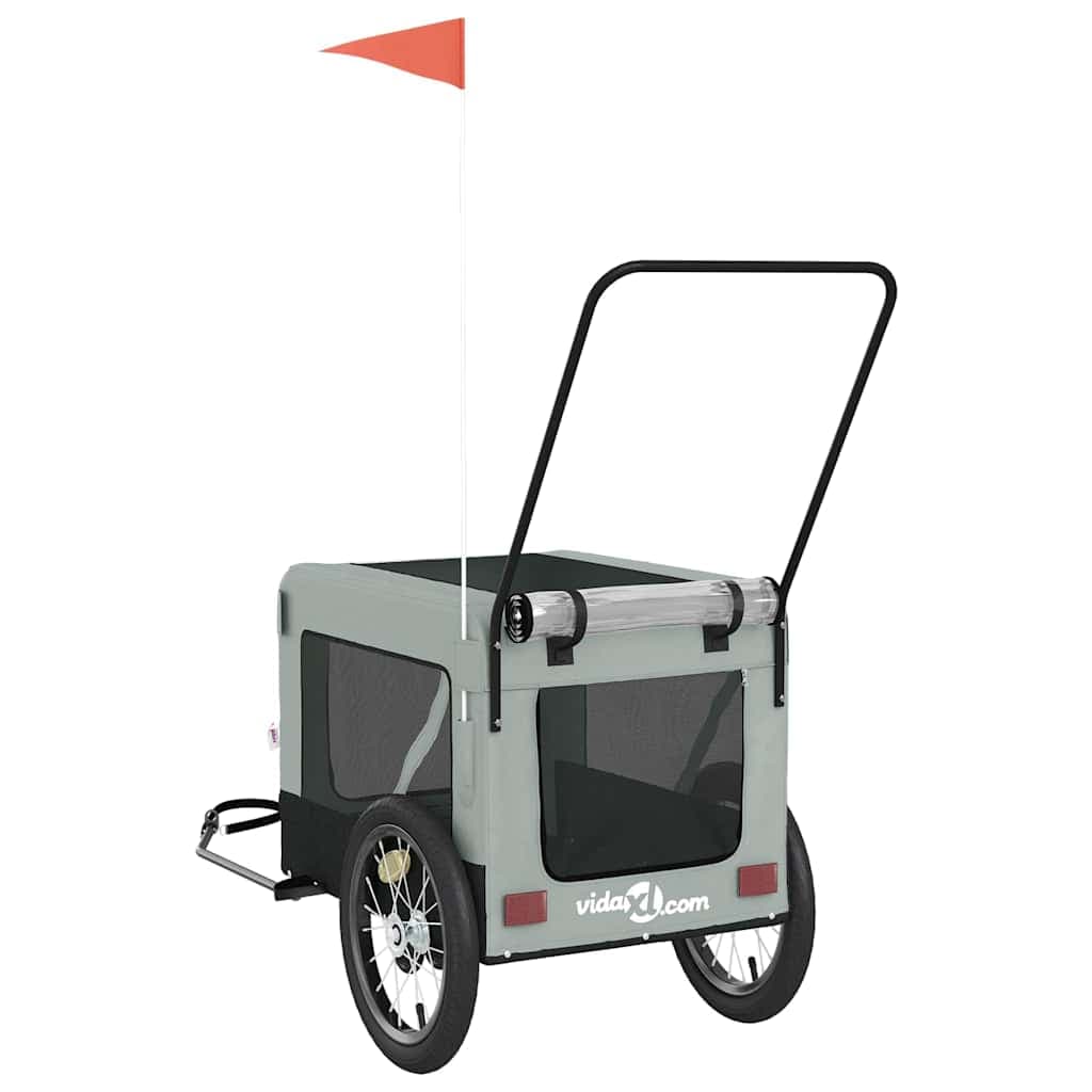 Rimorchio da Bici per Animali Grigio e Nero Oxford e Ferro — miniatura 8 di 12