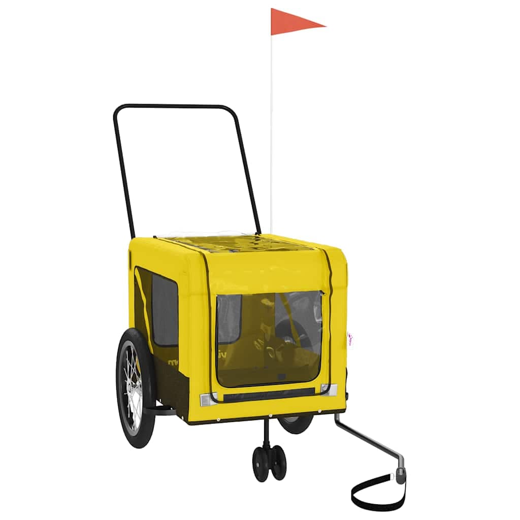 Rimorchio da Bici per Animali Giallo e Nero Oxford e Ferro — miniatura 2 di 12
